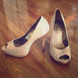 Lulu Townsend Satin Rhinestone Heels.